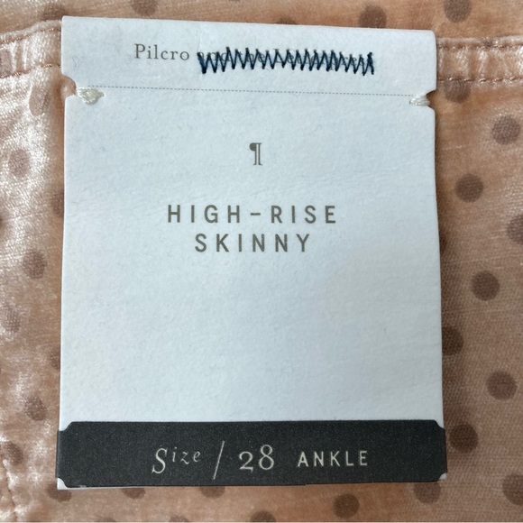 Pilcro and the Letterpress High Rise Skinny Pink Gold Velour Pants Jeans Size 28 - Picture 5 of 6